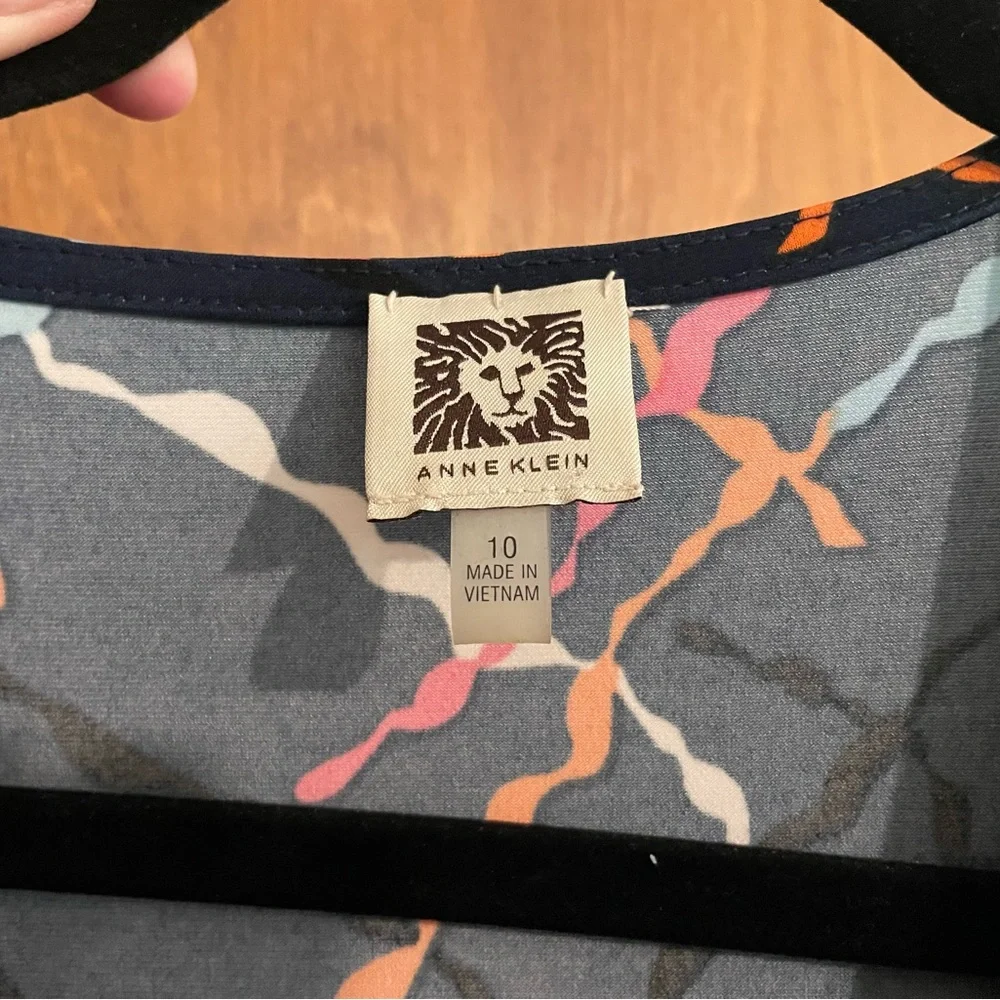 Anne Klein abstract print wrap look dress - Picture 3 of 3